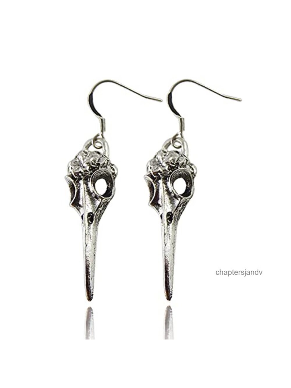 Raven Skull Dangle Earrings Stainless Steel Alloy Punk Gothic Drop